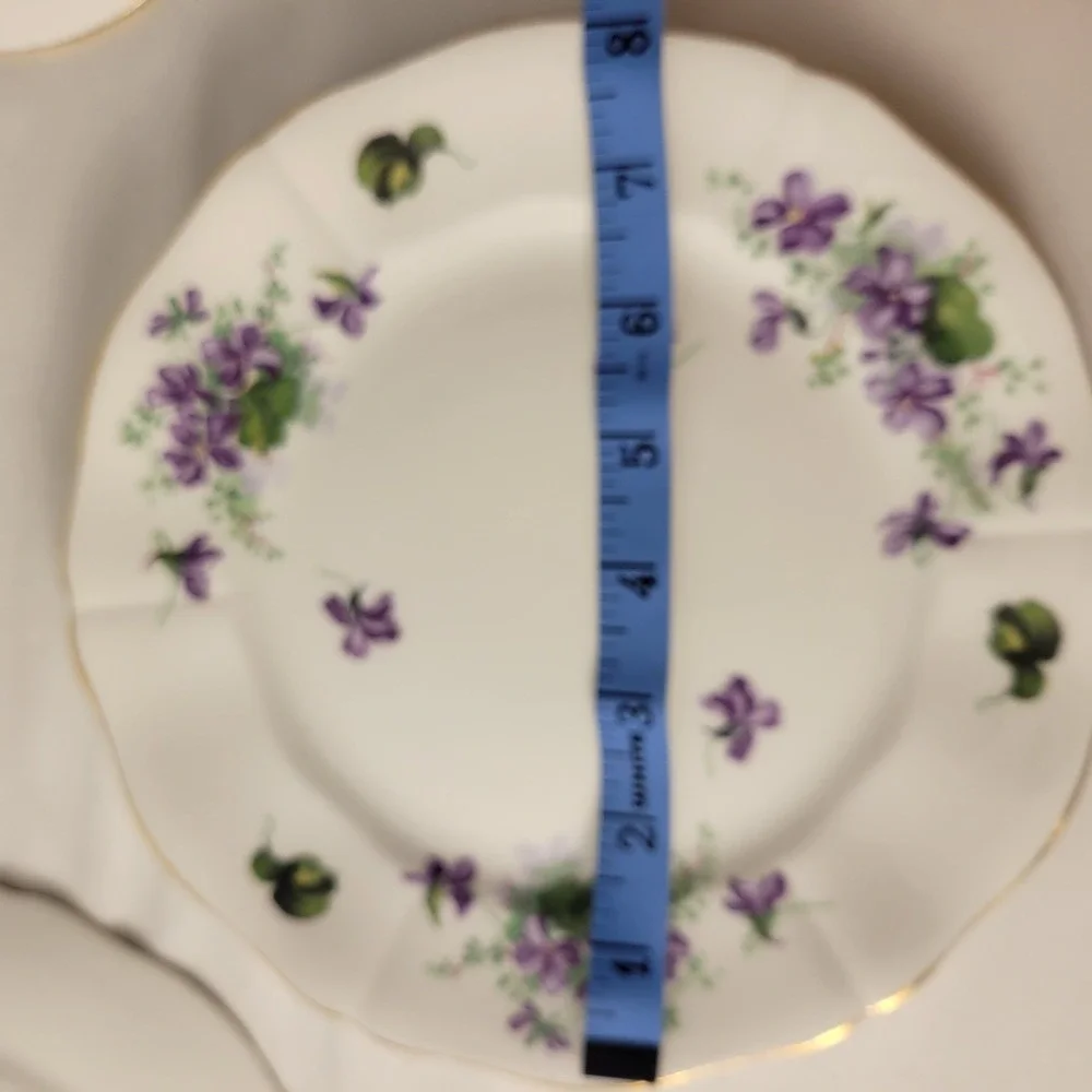 Adderley Salad Plates‎ Women White Floral Gold Rim Fine Bone China Set of 4